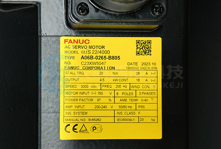 發(fā)那科外部軸電機A06B-0265-B805 &alpha;iS 22/4000